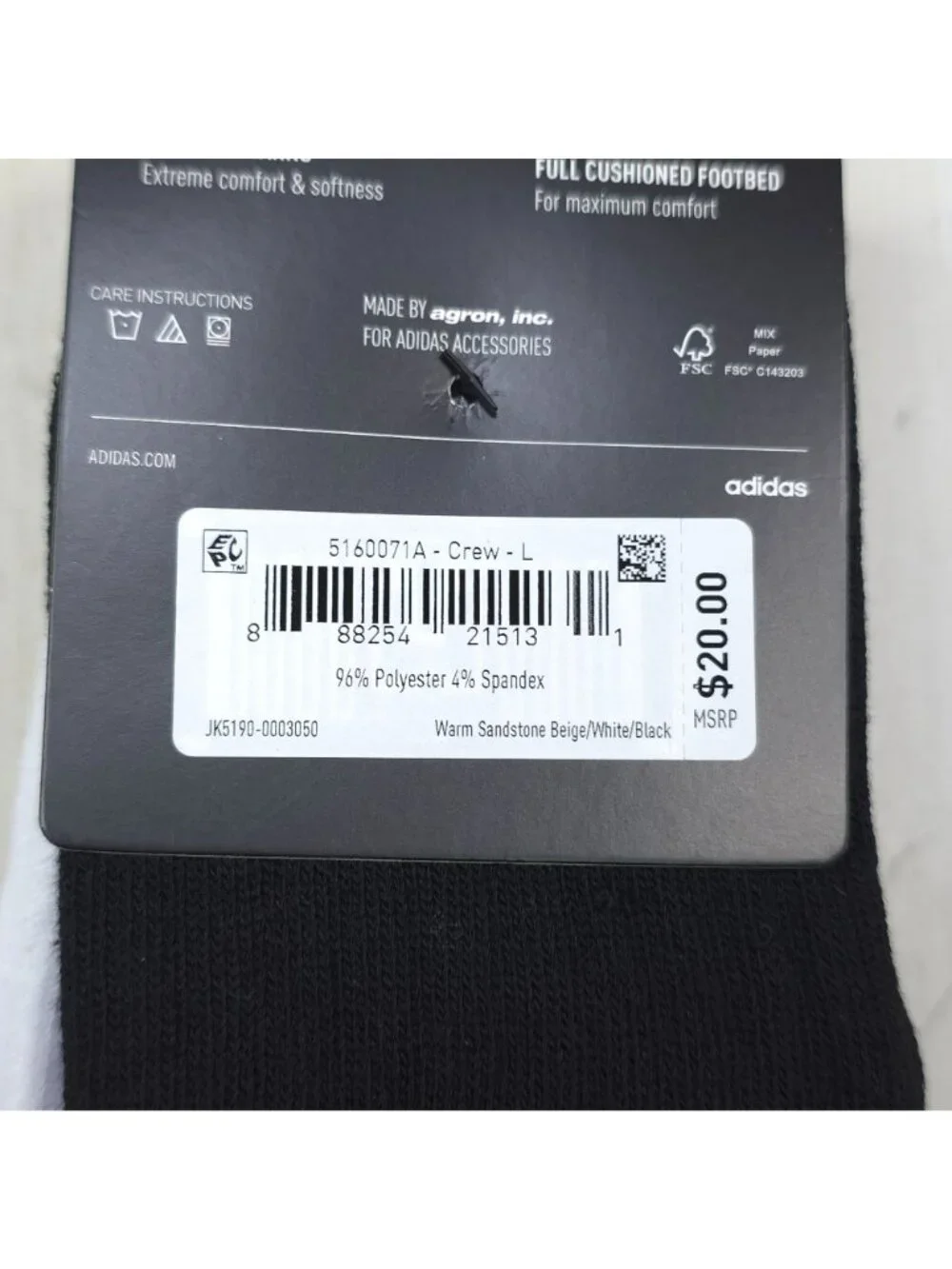 Adidas Men Cushioned Crew Socks 3Pk ClimaCool Arch Compression Beige/White/Black